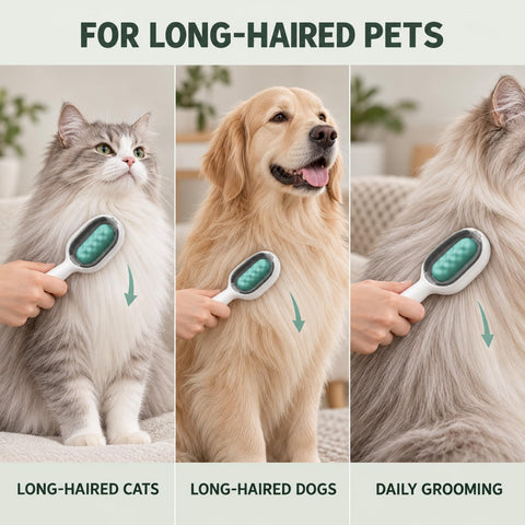 Pet Grooming Brush for Long-Haired Pets, Blue Deshedding Comb