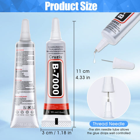 B-7000 Clear Glue, B7000 High Viscosity Adhesive for Rhinestone, Jewelry, Screen Repair, Nail Art & Glass (10x15ml, 0.5oz)