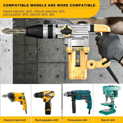 4-Piece Hex Shank Head Drill Bit Set with Diamond Grit Carbide Tip, Suitable for Concrete, Glass, Tile, Brick, Stone, Metal - Fast & Clean Dry Drilling, Reduced Vibration, Sizes: 6/8/10/12mm