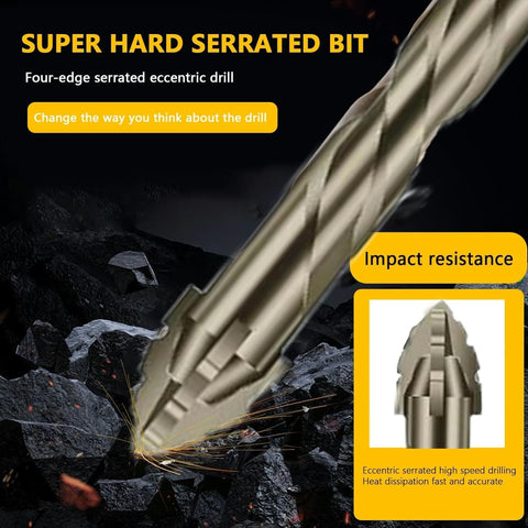 4-Piece Hex Shank Head Drill Bit Set with Diamond Grit Carbide Tip, Suitable for Concrete, Glass, Tile, Brick, Stone, Metal - Fast & Clean Dry Drilling, Reduced Vibration, Sizes: 6/8/10/12mm