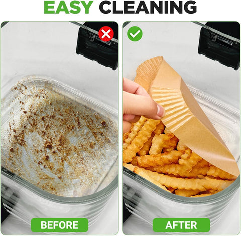 200-Pack Square Air Fryer Paper Liners, Unbleached Food-Grade Parchment