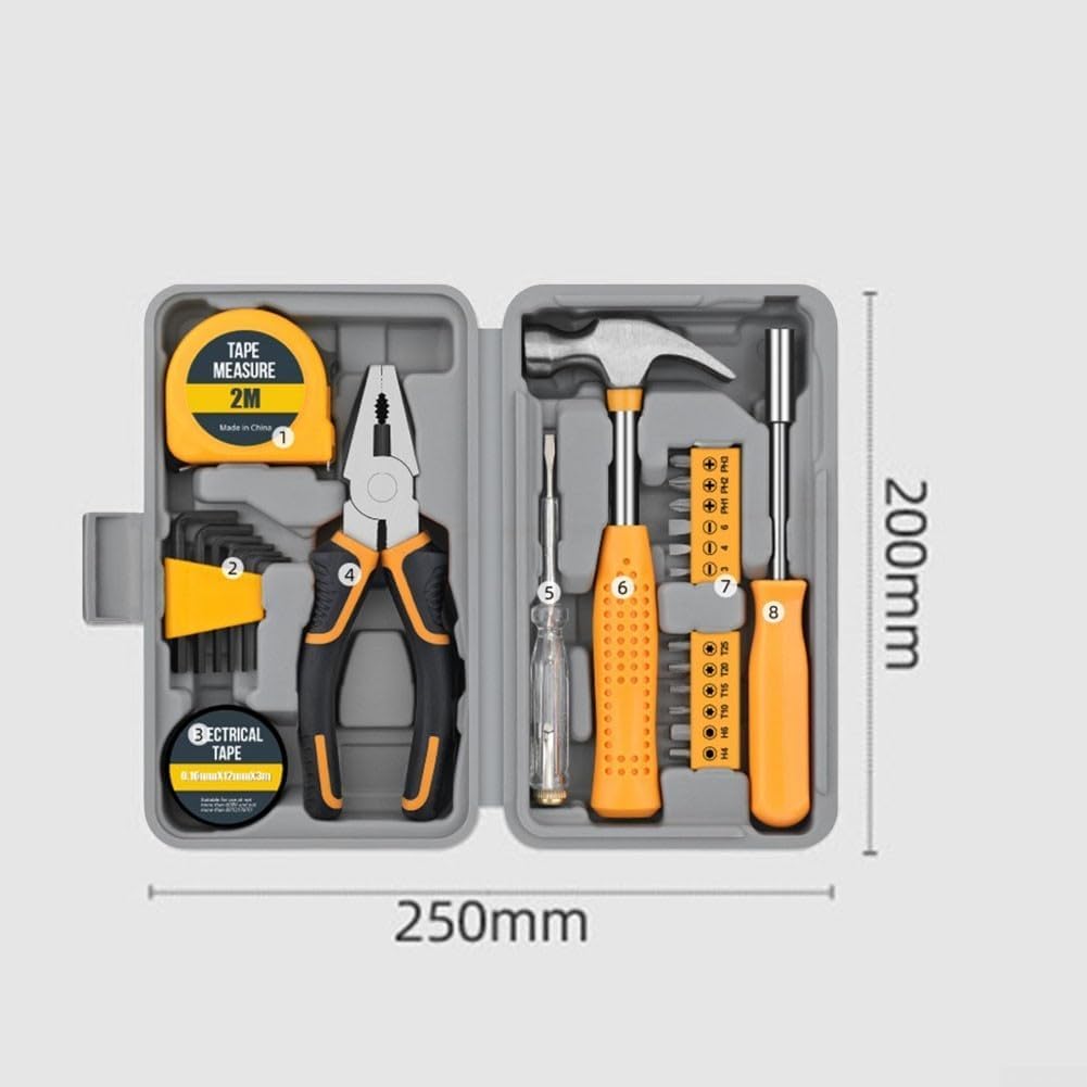 24-Piece Household Tool Kit,Premium Metal Hand Tools Set with Storage Box
