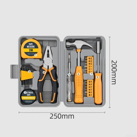 24-Piece Household Tool Kit,Premium Metal Hand Tools Set with Storage Box