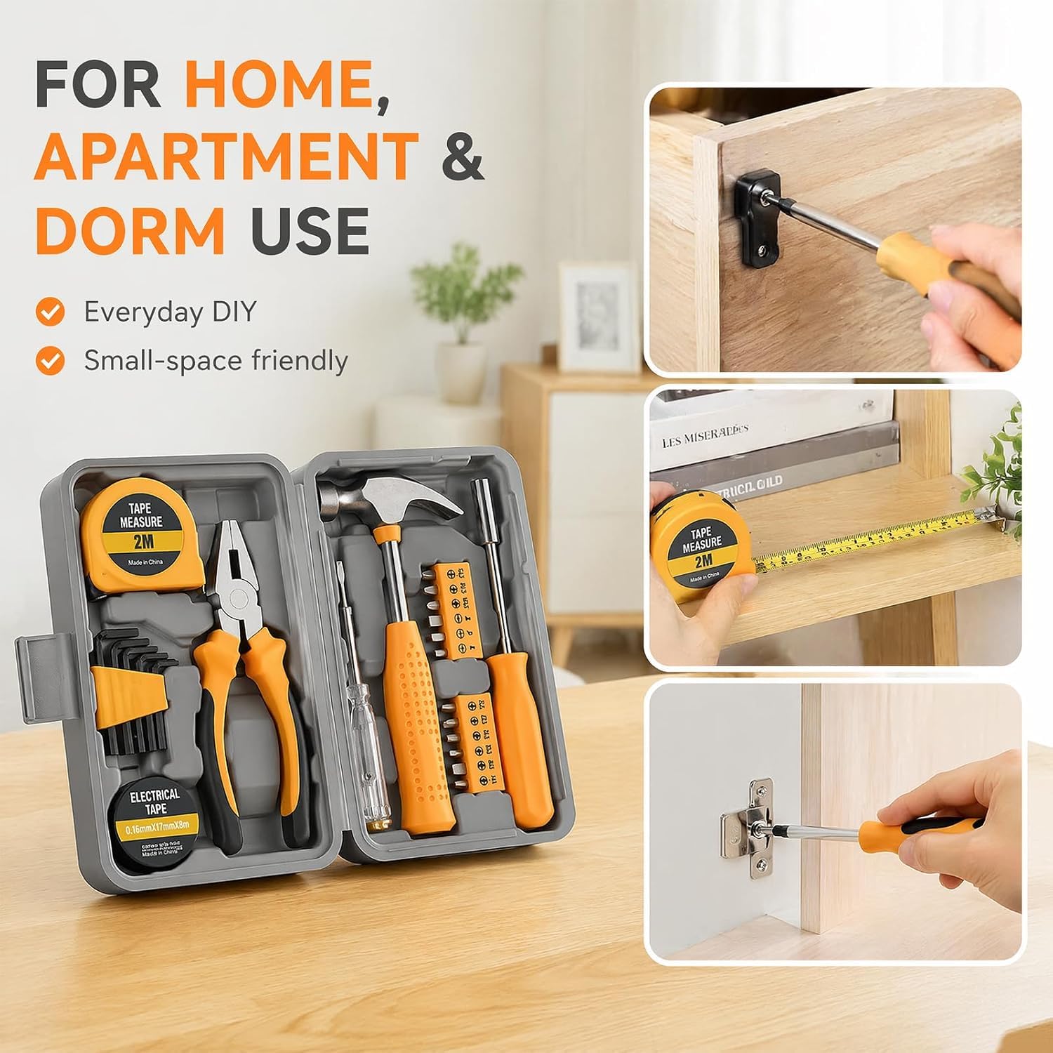 24-Piece Household Tool Kit,Premium Metal Hand Tools Set with Storage Box
