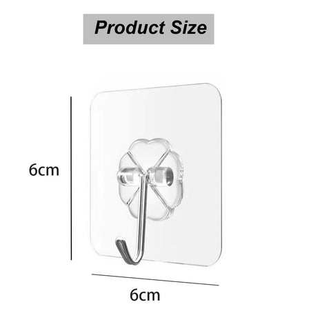 15 Pack Clear Adhesive Wall Hooks, Heavy Duty Sticky Ceiling & Shower Hooks, Water/Oil Resistant, Traceless Self-Stick Hangers for Door, Coat, Kitchen, Bathroom