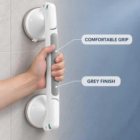 Grey Bathroom Grab Bar for Shower, Bath and Toilet Areas, 32 x 10 x 8 cm