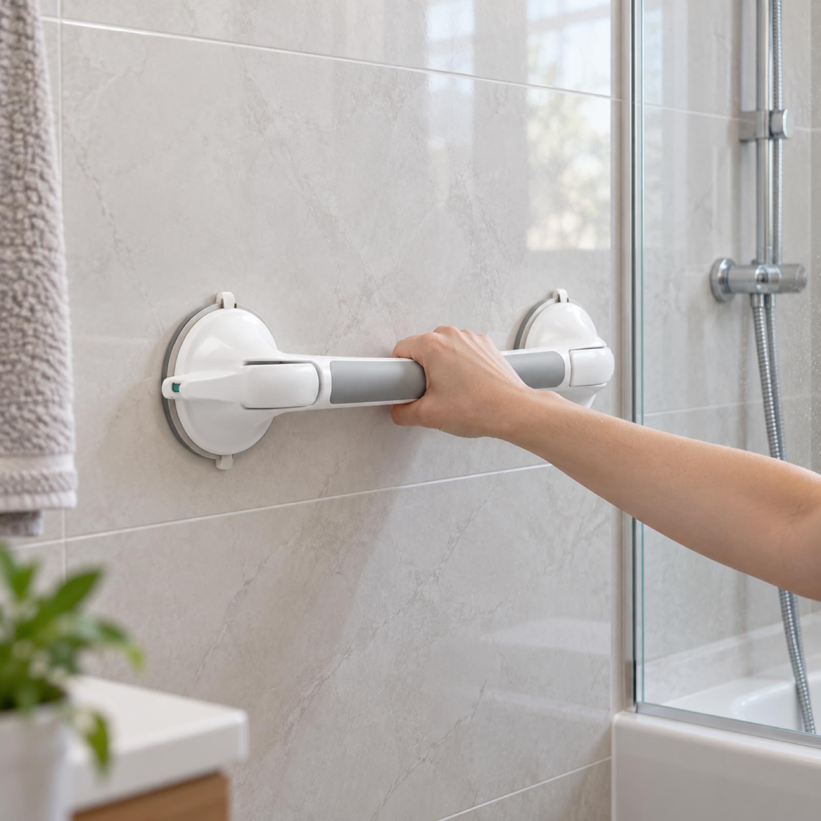 Grey Bathroom Grab Bar for Shower, Bath and Toilet Areas, 32 x 10 x 8 cm