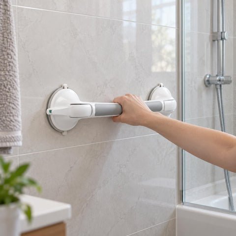 Grey Bathroom Grab Bar for Shower, Bath and Toilet Areas, 32 x 10 x 8 cm