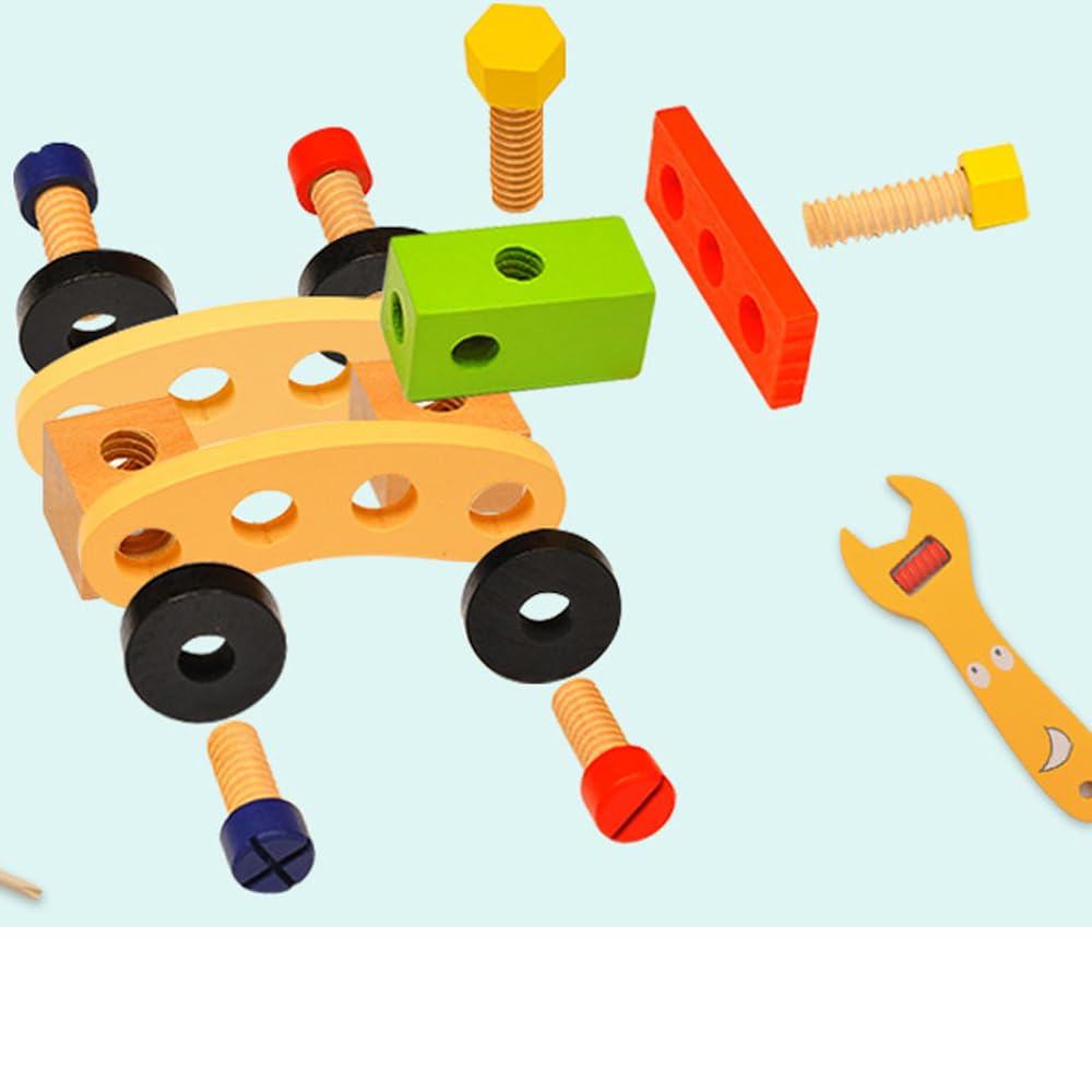 34Pcs Wooden Montessori Tool Set for Kids,Construction Building Toy with Toolbox,Educational Pretend Play 3+ Year Old Boys Girls
