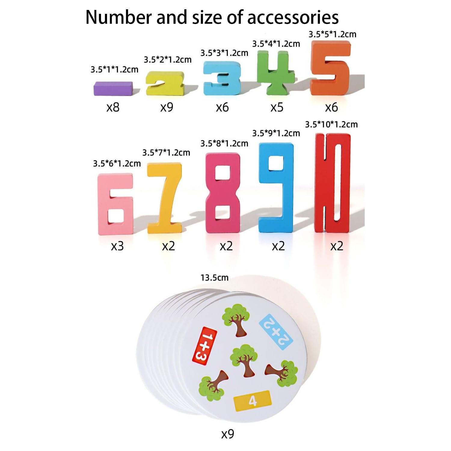 Wooden Number Stacking Tower Game, Montessori Math Counting Blocks with Challenge Cards, Balance Stacking Building Blocks, Preschool Educational Learning Toy for 3+ Years Old Boys Girls