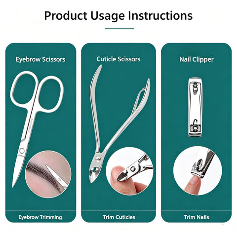 21 in 1 Manicure Pedicure Set, Professional Stainless Steel Nail Clipper Grooming Kit, Multi‑Function Nail Foot Facial Care Tools with Portable PU Leather Travel Case for Men Women, Black