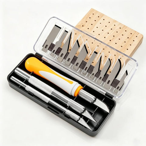 16 Pcs Wood Carving Knife Set, Multi‑Functional Engraving Tools with Orange Handle, Sharp Steel Blades for Wood Carving, Nut, Gourd, DIY Craft for Beginners & Professionals