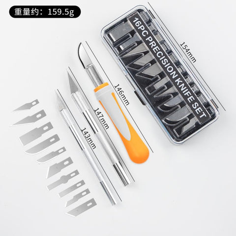 16 Pcs Wood Carving Knife Set, Multi‑Functional Engraving Tools with Orange Handle, Sharp Steel Blades for Wood Carving, Nut, Gourd, DIY Craft for Beginners & Professionals