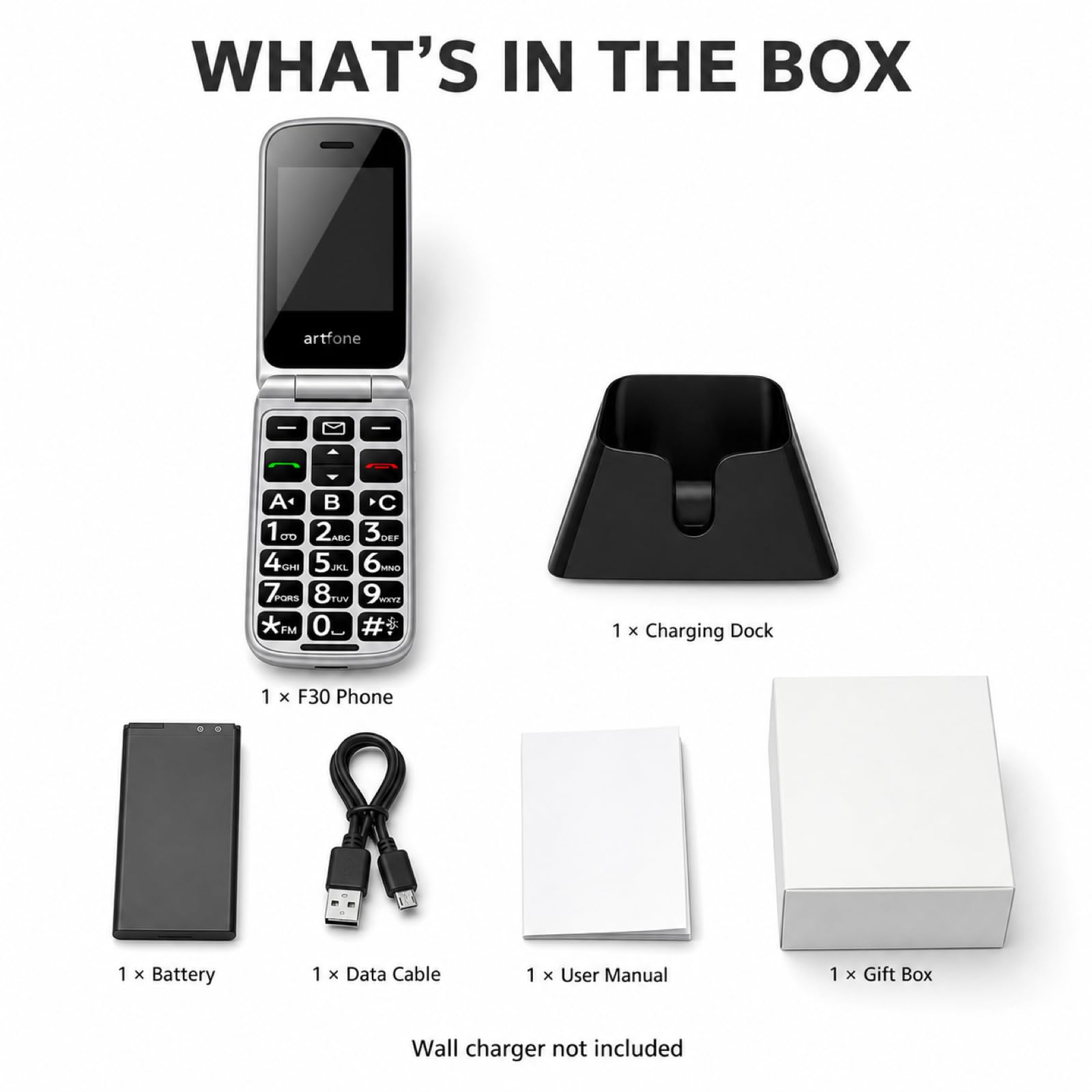 CHEEL F30 4G Senior Mobile Phone EU Version with Charging Dock for Calls and Texts