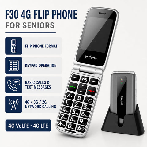 CHEEL F30 4G Senior Mobile Phone EU Version with Charging Dock for Calls and Texts