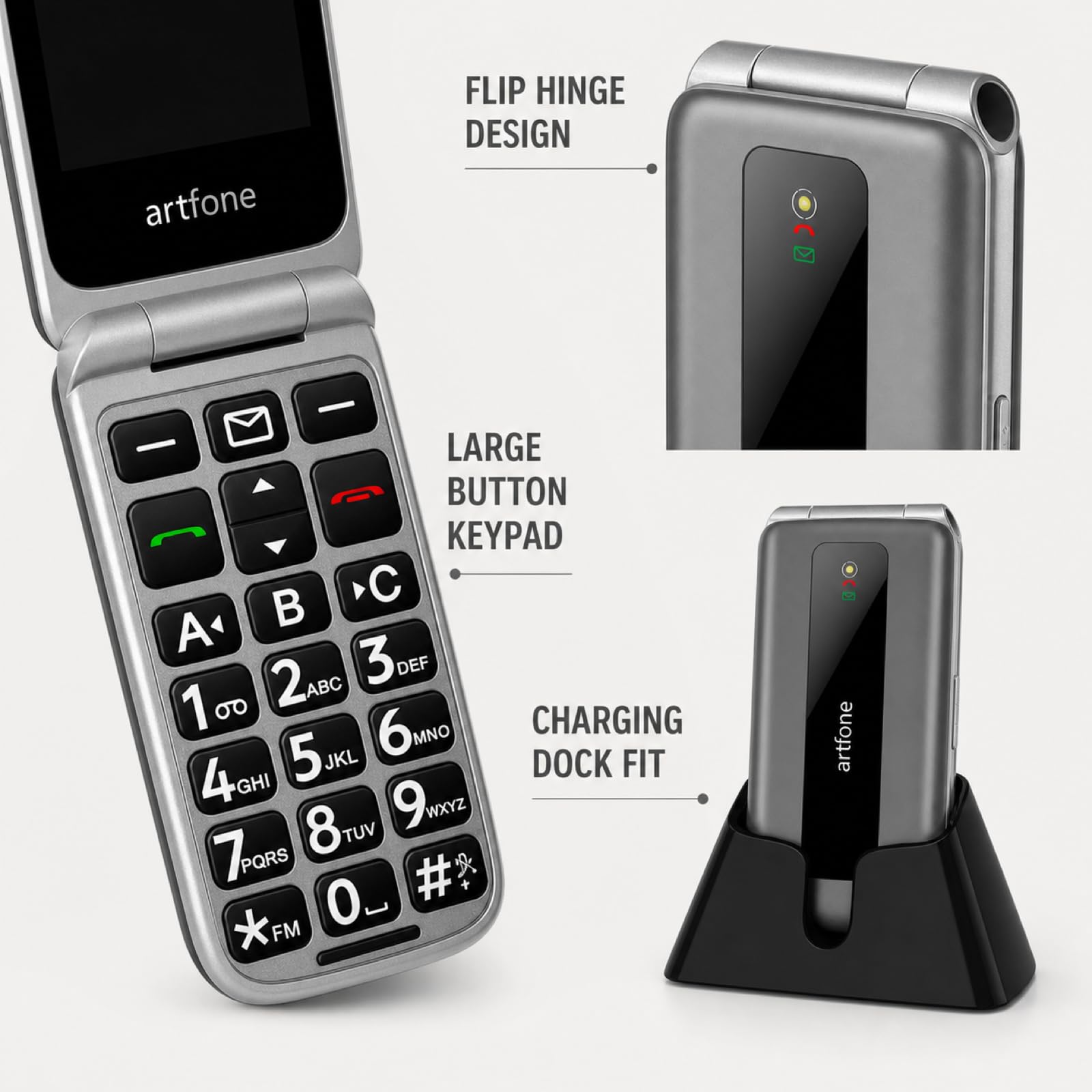 CHEEL F30 4G Senior Mobile Phone EU Version with Charging Dock for Calls and Texts