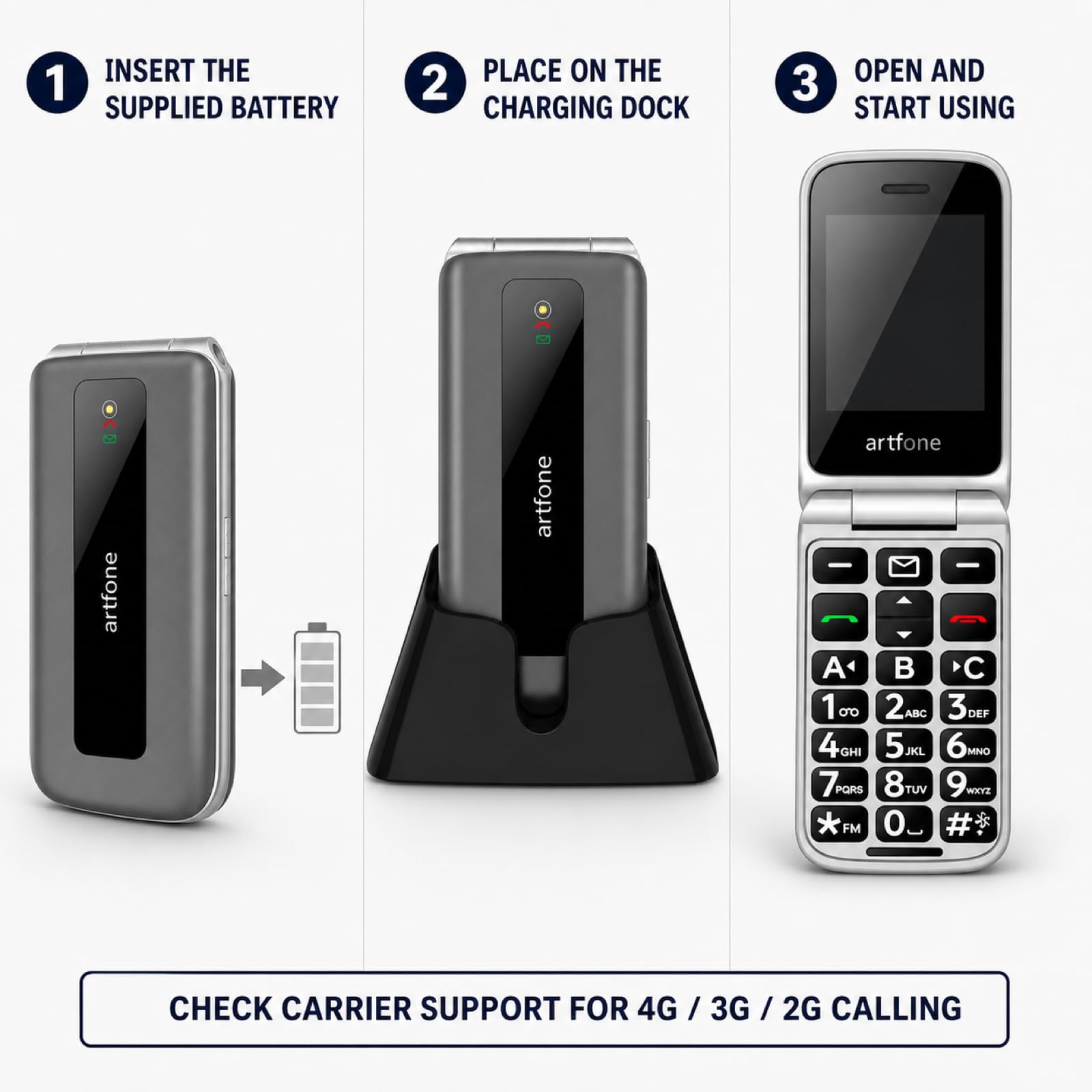 CHEEL F30 4G Senior Mobile Phone EU Version with Charging Dock for Calls and Texts