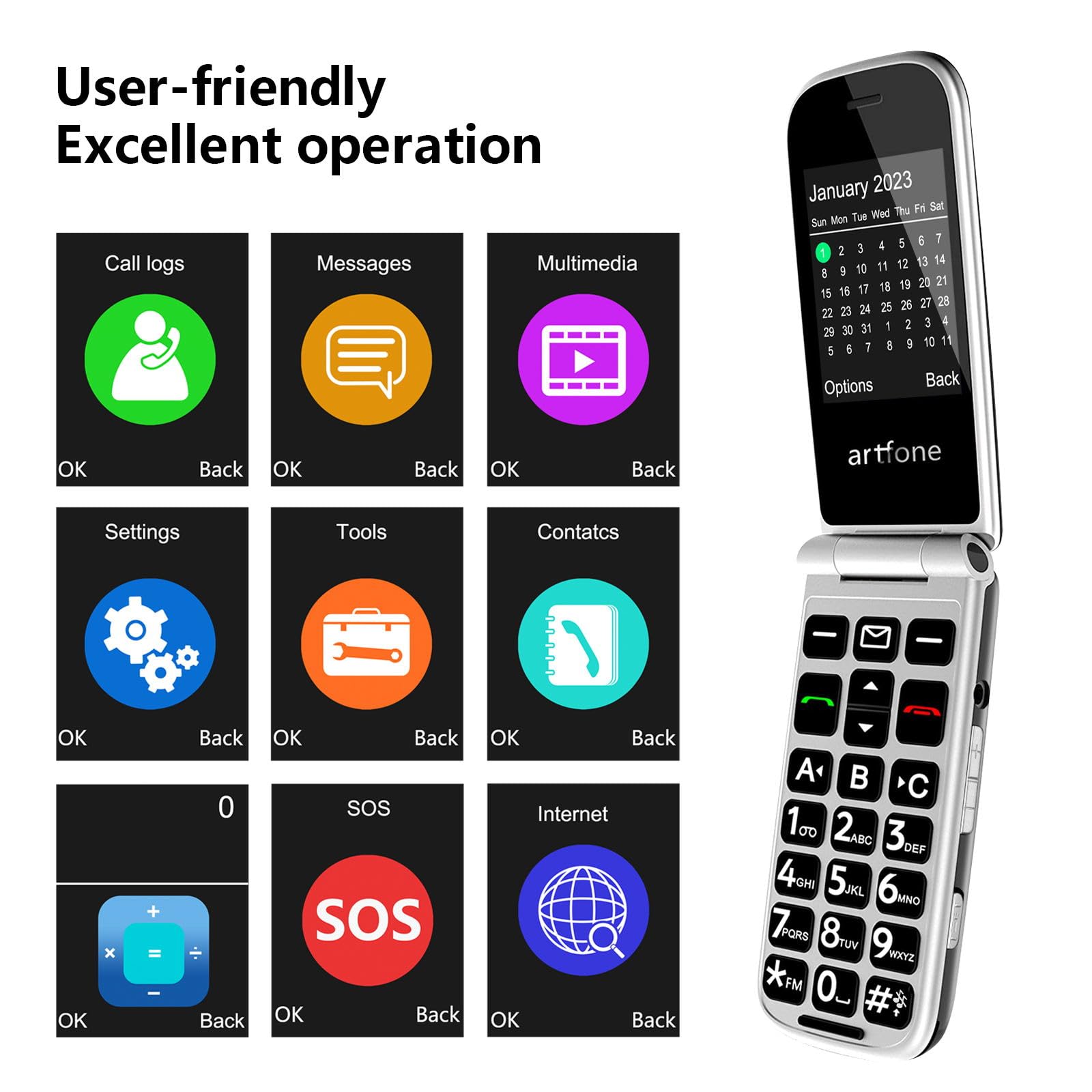CHEEL F30 4G Senior Mobile Phone EU Version with Charging Dock for Calls and Texts