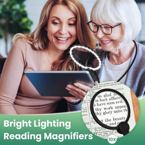 5X Hands-Free Neck Magnifying Glass with Light,LED Illuminated Magnifier
