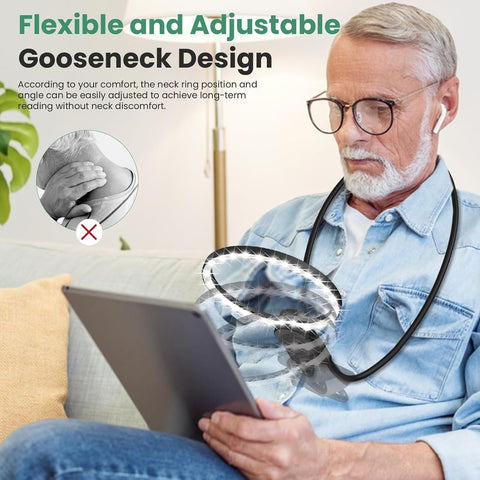 5X Hands-Free Neck Magnifying Glass with Light,LED Illuminated Magnifier