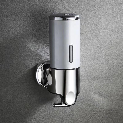 Wall Mounted Bathroom Shower Pump Dispenser and Organizer, Dispensers Holds Shampoo, Soap, Conditioner, Shower Gel, for Bathroom Kitchen Hotel, No-Drill (Silver)