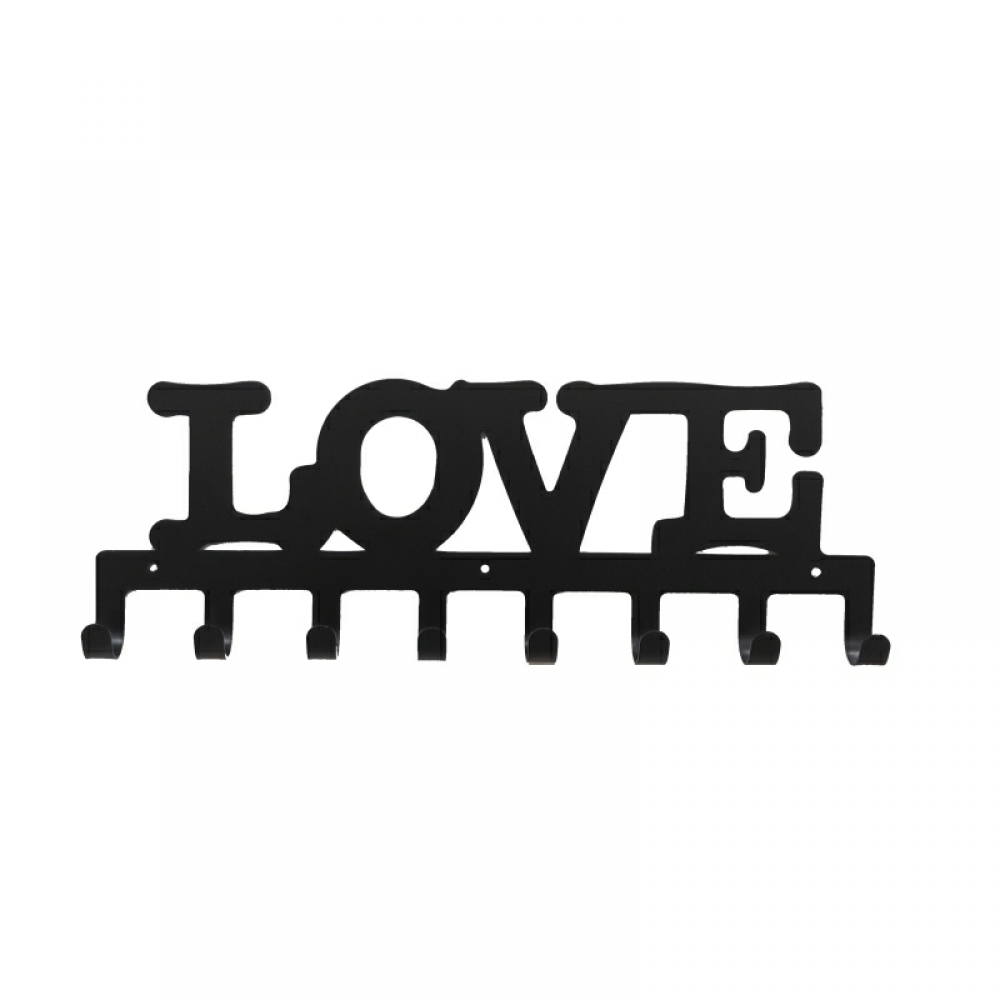 8-Hook LOVE Metal Key Holder Rack  5.1×15.7 Inches Wall-Mounted, Suitable for Entryway/Garage/Office