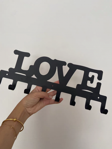 8-Hook LOVE Metal Key Holder Rack  5.1×15.7 Inches Wall-Mounted, Suitable for Entryway/Garage/Office