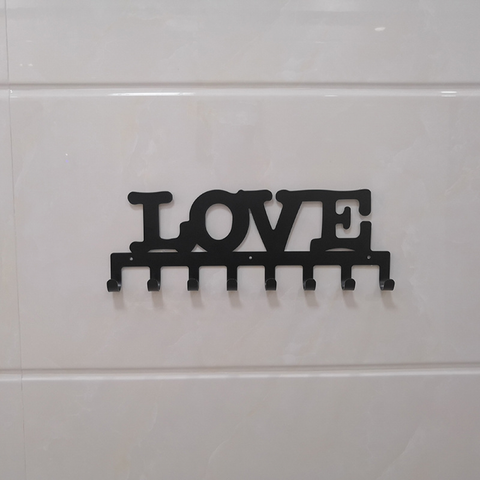 8-Hook LOVE Metal Key Holder Rack  5.1×15.7 Inches Wall-Mounted, Suitable for Entryway/Garage/Office
