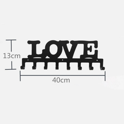 8-Hook LOVE Metal Key Holder Rack  5.1×15.7 Inches Wall-Mounted, Suitable for Entryway/Garage/Office