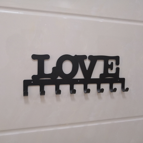 8-Hook LOVE Metal Key Holder Rack  5.1×15.7 Inches Wall-Mounted, Suitable for Entryway/Garage/Office