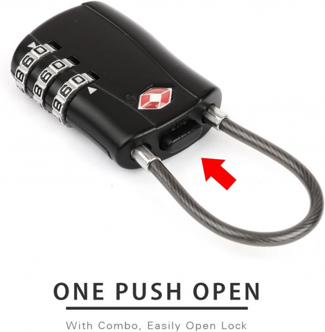 2 Pack TSA Approved Luggage Locks, 3-Digit Re-settable Combination Travel Cable Lock, Durable Zinc Alloy Security Lock for Suitcase Backpack Travel