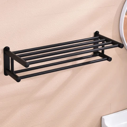 Towel Rack Bathroom Shelf Black Space Aluminum Multifunctional Storage Rack