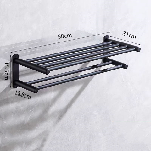 Towel Rack Bathroom Shelf Black Space Aluminum Multifunctional Storage Rack