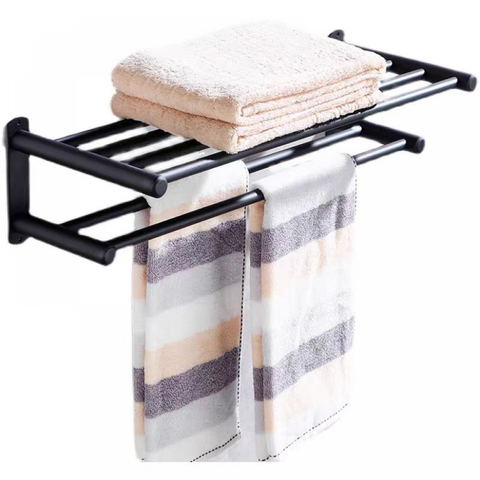 Towel Rack Bathroom Shelf Black Space Aluminum Multifunctional Storage Rack