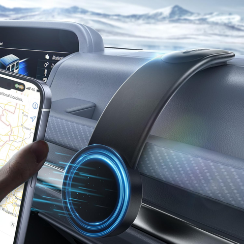 Car Mount Bendable,Detachable Aluminum Arm Magnetic Car Phone Holder [16 Strong Magnets],Wireless Dashboard Car Phone Mount for iPhone 16/15/14 Series