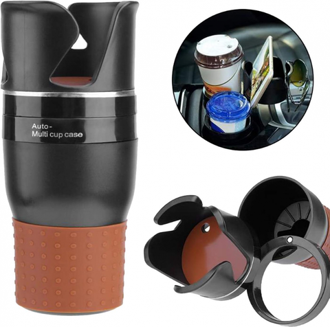 Car Cup Holder Organizer, 5 in 1 Multifunctional 360° Rotating Car Cup Holder Insert,Car Multi Cup Holder Extender, Adjustable Base Bottles Rack for Car Interior