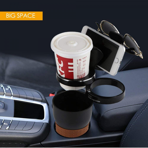 Car Cup Holder Organizer, 5 in 1 Multifunctional 360° Rotating Car Cup Holder Insert,Car Multi Cup Holder Extender, Adjustable Base Bottles Rack for Car Interior