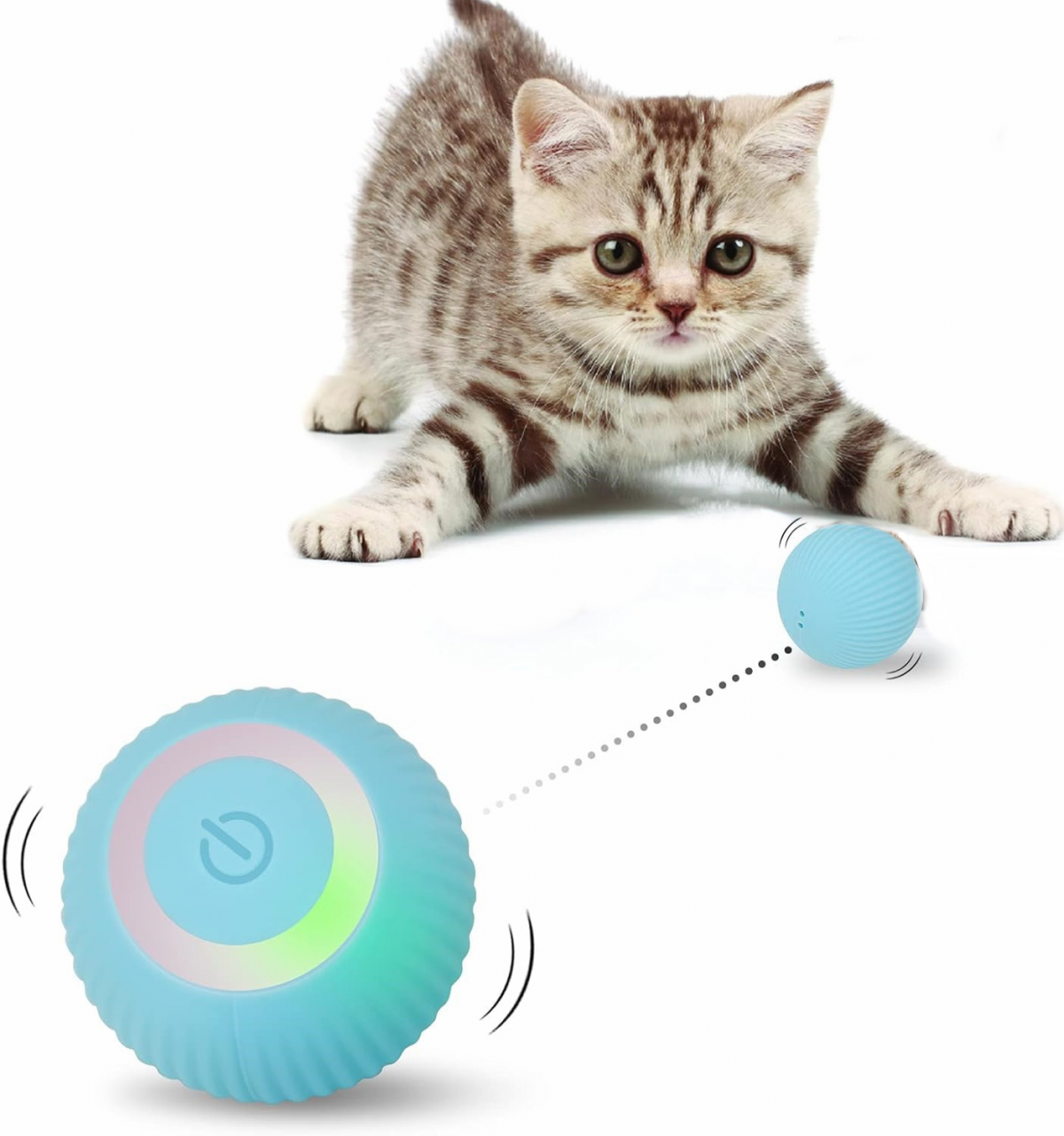 Interactive Cat Toy Ball  Automatic 360° Self-Rotating Rolling Ball with LED Lights, Type-C Rechargeable Indoor Pet Exercise Chase Toy Ball for Kittens & Dogs
