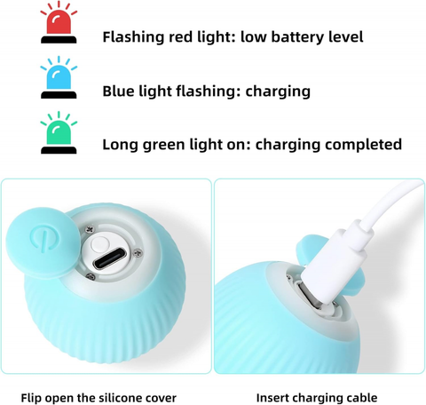 Interactive Cat Toy Ball  Automatic 360° Self-Rotating Rolling Ball with LED Lights, Type-C Rechargeable Indoor Pet Exercise Chase Toy Ball for Kittens & Dogs