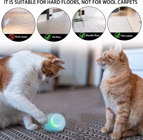 Interactive Cat Toy Ball  Automatic 360° Self-Rotating Rolling Ball with LED Lights, Type-C Rechargeable Indoor Pet Exercise Chase Toy Ball for Kittens & Dogs