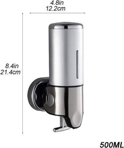 Wall Mounted Bathroom Shower Pump Dispenser and Organizer, Dispensers Holds Shampoo, Soap, Conditioner, Shower Gel, for Bathroom Kitchen Hotel, No-Drill (Silver)