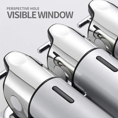 Wall Mounted Bathroom Shower Pump Dispenser and Organizer, Dispensers Holds Shampoo, Soap, Conditioner, Shower Gel, for Bathroom Kitchen Hotel, No-Drill (Silver)
