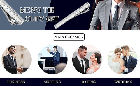 Style Tie Clip Pin Men Silver Stainless Steel Fashion Clasp Bar Office Wedding