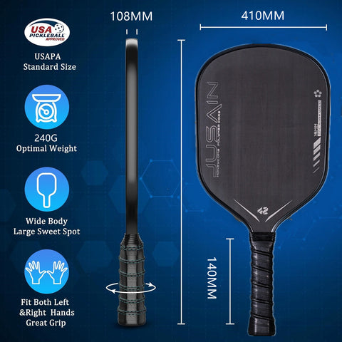 Pickleball Paddle  Carbon Fiber Pickleball Paddles  USAPA Approved  16MM Honeycomb Core Increased Power and Spin for Ultimate Spin & Consistency