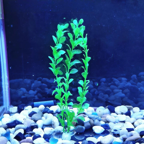 Artificial Seaweed Water Plants for Aquarium ， Plastic Fish Tank Decorations, 10-Piece Set (Green)