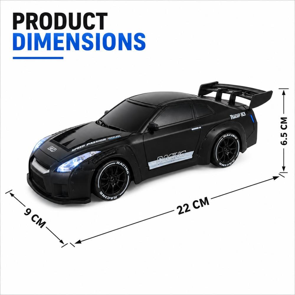 Scale RC Drift Car, 2.4GHz Remote & App Control 4WD High Speed Racing Car with LED Lights, 2 Tires, Rechargeable Battery, Gift for Kids
