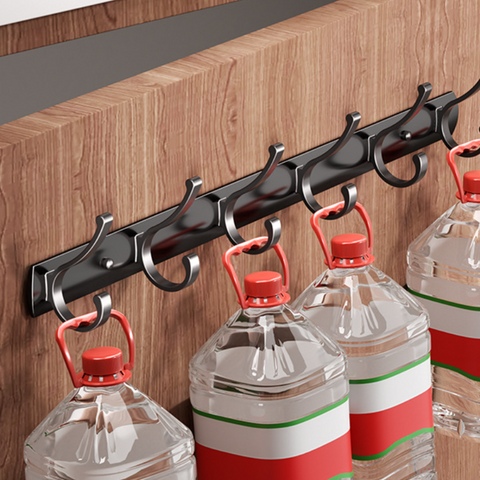5 hooks self adhesive hooks no drill hooks heavy duty wall hooks 30kg load hooks coat rack wall mounted space saving hook rack rust resistant aluminium hooks punch free coat hanger kitchen wall hook