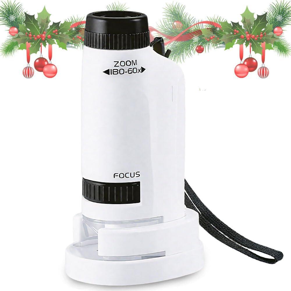 Kids Little Scientist Portable Handheld Microscope, LED Illuminated STEM Educational Toy, Biological Specimen Magnifier For Student Science Experiments
