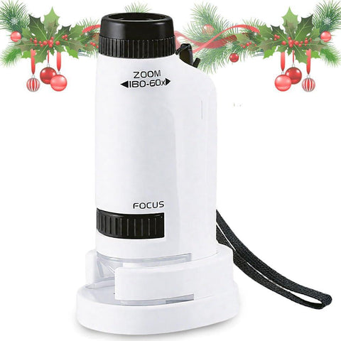 Kids Little Scientist Portable Handheld Microscope, LED Illuminated STEM Educational Toy, Biological Specimen Magnifier For Student Science Experiments