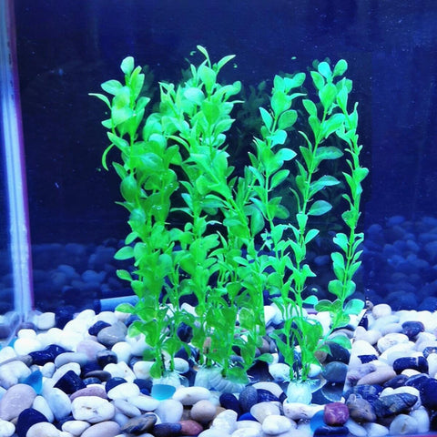 Artificial Seaweed Water Plants for Aquarium ， Plastic Fish Tank Decorations, 10-Piece Set (Green)
